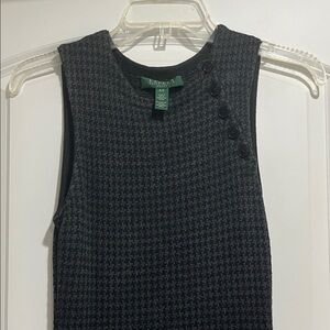 Lauren Ralph Lauren Black Sleeveless Knit Houndstooth Midi Dress